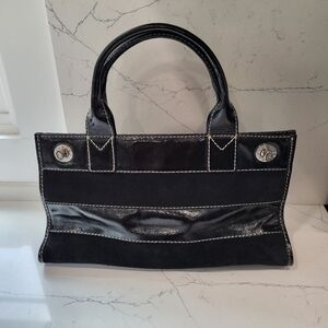 Vintage Y2K Michael Michael Kors Patent Leather Suede Striped Black Handbag
